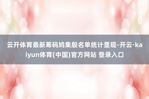 云开体育　　最新筹码鸠集股名单　　统计显现-开云·kaiyun体育(中国)官方网站 登录入口
