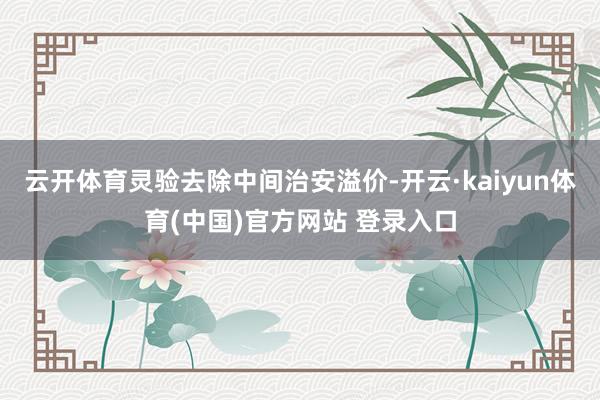 云开体育灵验去除中间治安溢价-开云·kaiyun体育(中国)官方网站 登录入口