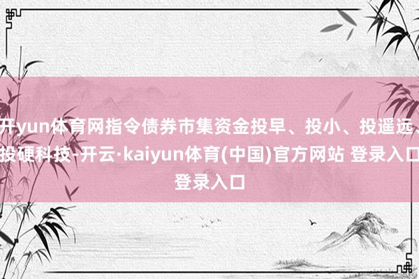 开yun体育网指令债券市集资金投早、投小、投遥远、投硬科技-开云·kaiyun体育(中国)官方网站 登录入口